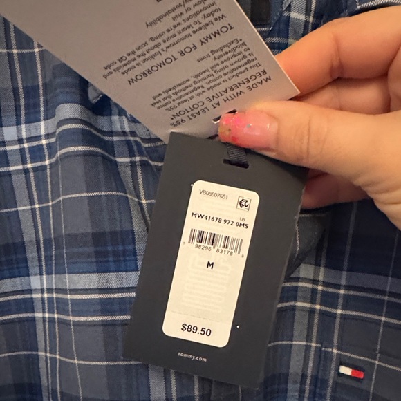 Tommy Hilfiger Men's Navy Checkered Shirt - Picture 6 of 6